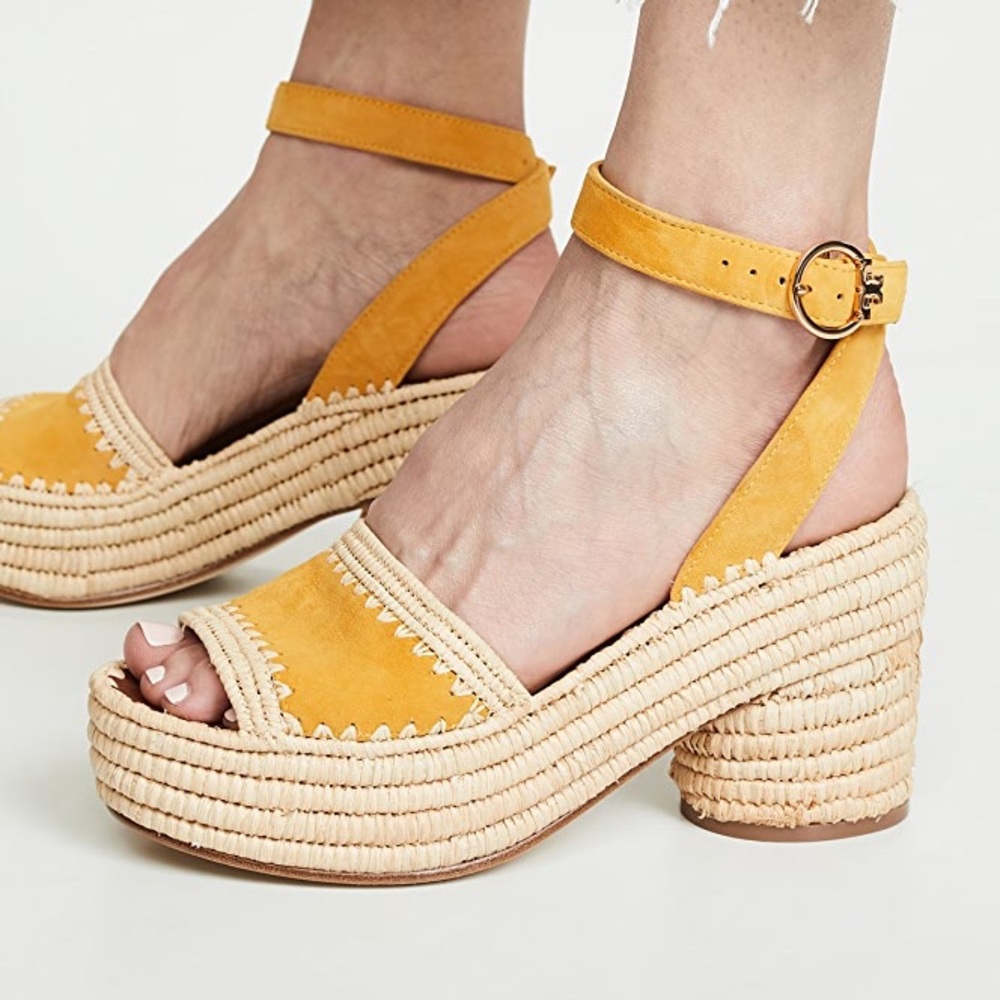 Tory Burch yellow wedge sandals
